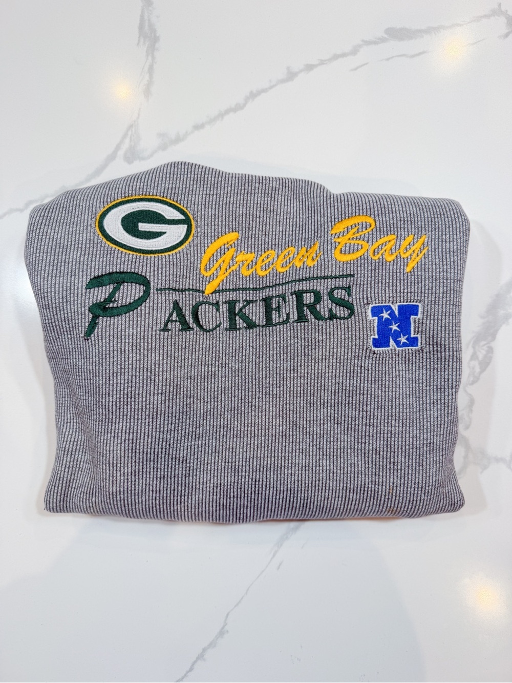 NFL Gray Green Bay Packers Embroidered Crewneck